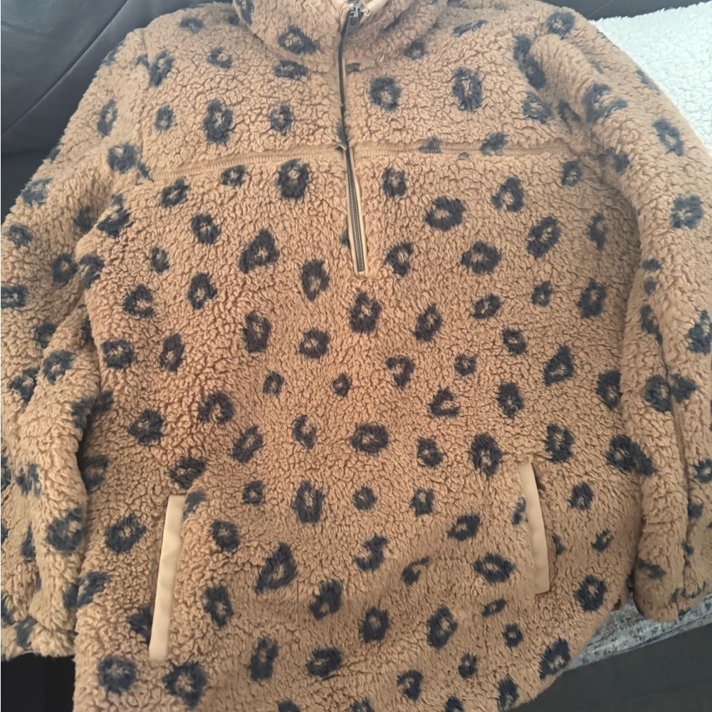 Abercrombie & Fitch Tan and Black Fleece Jacket - Picture 2 of 4